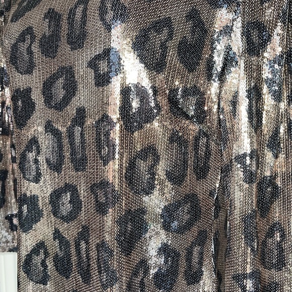 Nicole Miller Lizzie Sequin Sheath Midi Dress. Leopard Brown. Size 10.NWT! - Picture 10 of 11